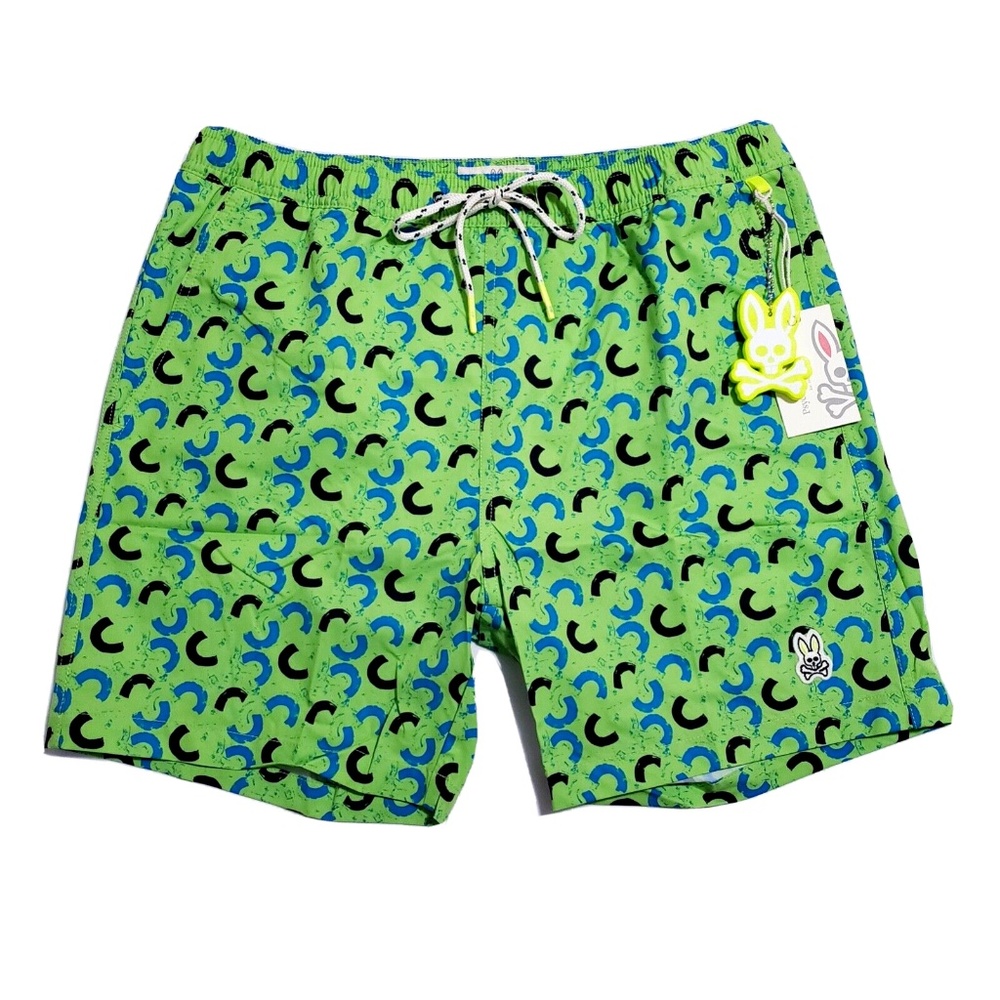 Psycho Bunny Mens XXXL Green Gecko Swim Trunks